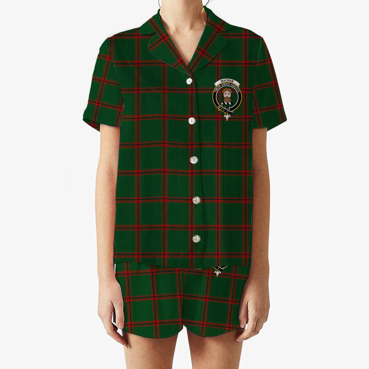 ScotsTee Shop Scottish MacNab Ancient 1 Crest Women's Short Sleeve Short Set Tartan Pyjama Set