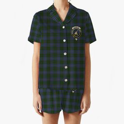 ScotsTee Shop Scottish MacMillan Hunting Crest Women's Short Sleeve Short Set Tartan Pyjama Set