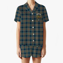 ScotsTee Shop Scottish MacThomas Hunting Ancient Crest Women's Short Sleeve Short Set Tartan Pyjama Set