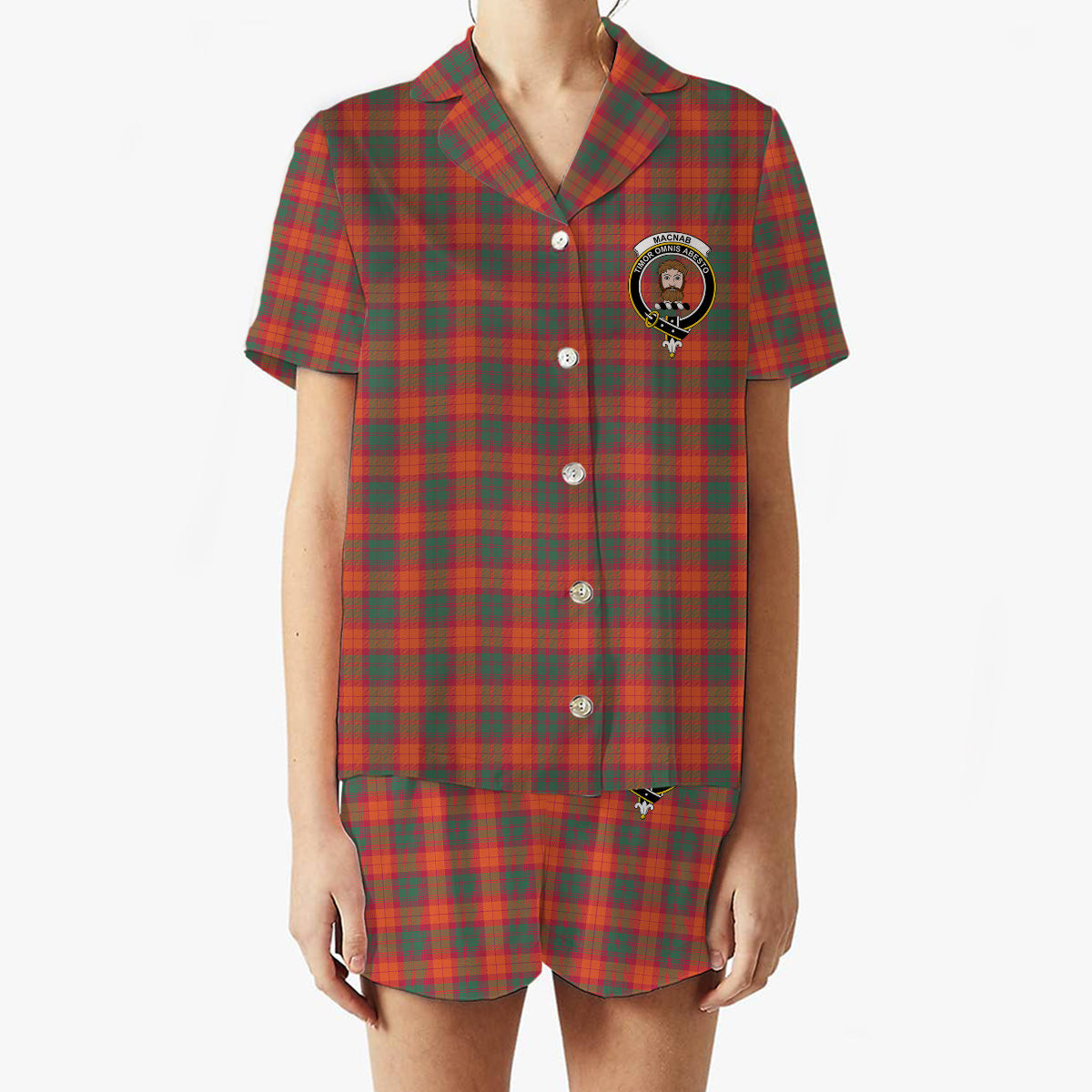 ScotsTee Shop Scottish MacNab Ancient Crest Women's Short Sleeve Short Set Tartan Pyjama Set