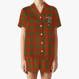 ScotsTee Shop Scottish MacQuarrie Ancient Crest Women's Short Sleeve Short Set Tartan Pyjama Set