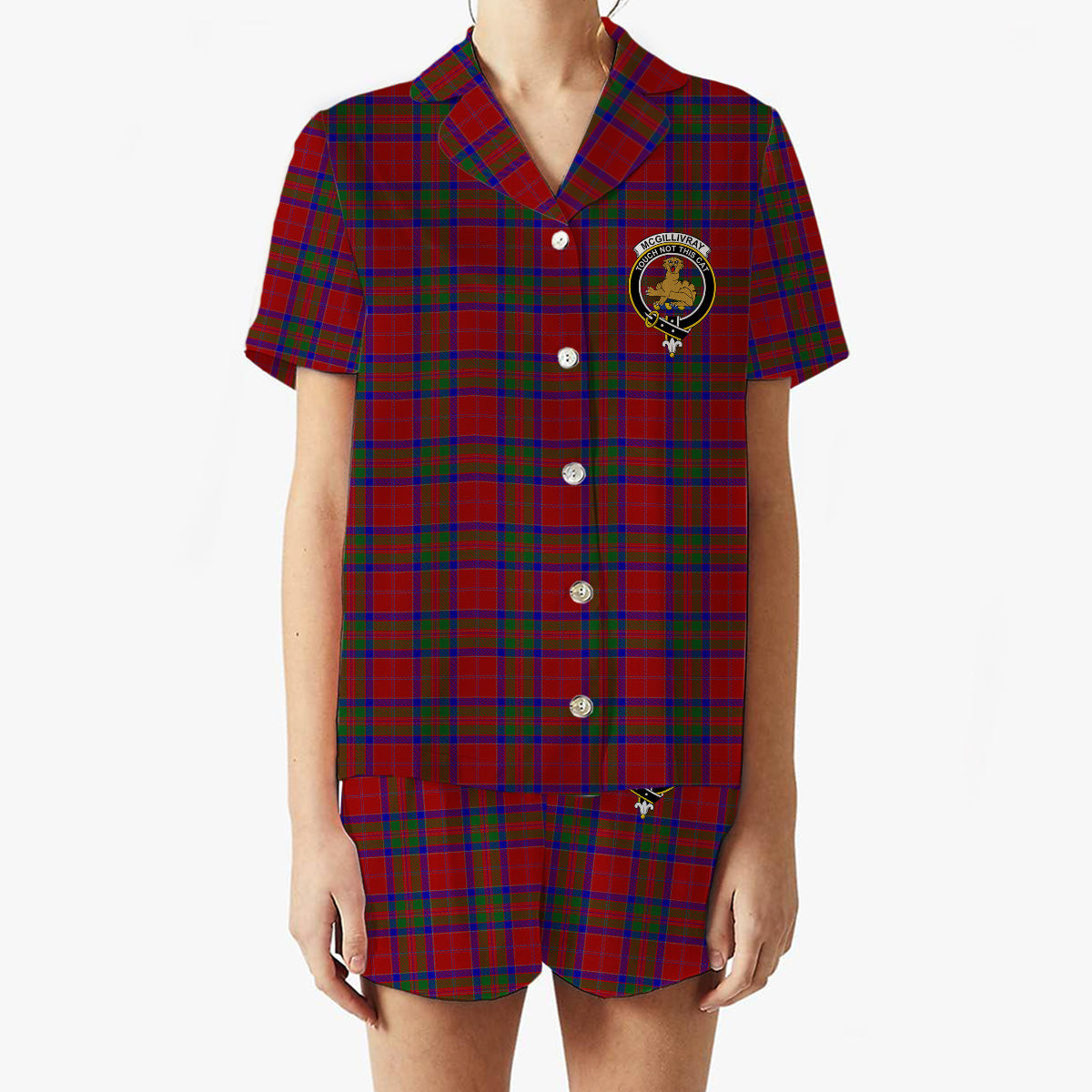 ScotsTee Shop Scottish McGillivray Crest Women's Short Sleeve Short Set Tartan Pyjama Set