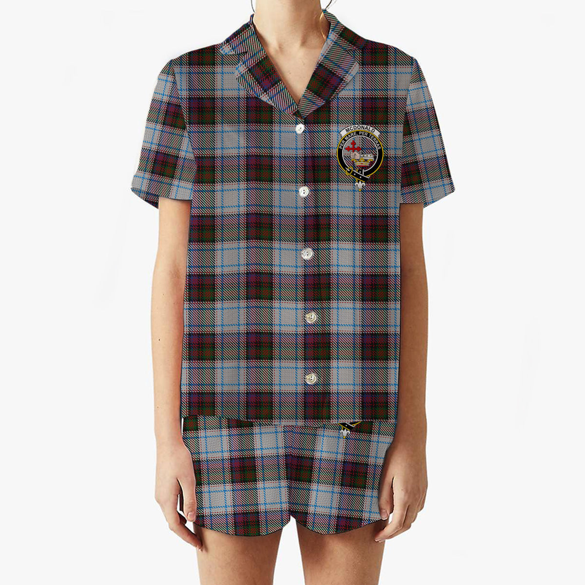 ScotsTee Shop Scottish McDonald Dress Ancient Crest Women's Short Sleeve Short Set Tartan Pyjama Set