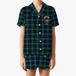 ScotsTee Shop Scottish McDonald of the Isles Hunting Modern Crest Women's Short Sleeve Short Set Tartan Pyjama Set