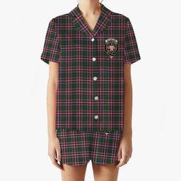 ScotsTee Shop Scottish McFarland Hunting Modern Crest Women's Short Sleeve Short Set Tartan Pyjama Set
