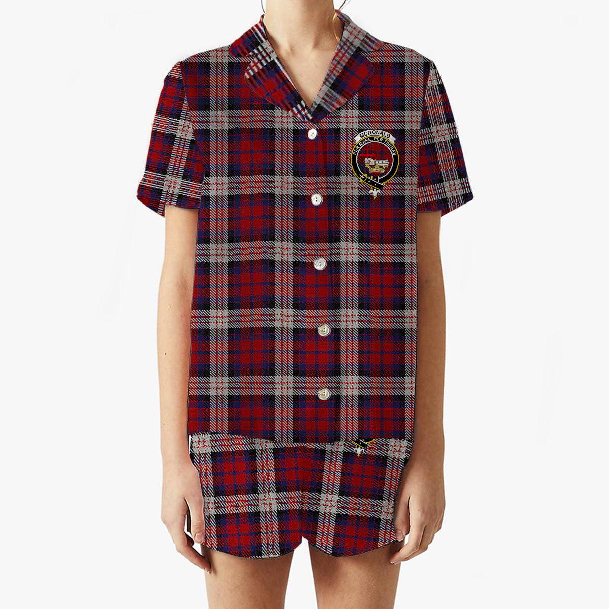 ScotsTee Shop Scottish McDonald Dress Irish Crest Women's Short Sleeve Short Set Tartan Pyjama Set