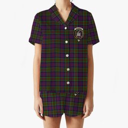ScotsTee Shop Scottish McDonald of Clan Ranald Modern Crest Women's Short Sleeve Short Set Tartan Pyjama Set