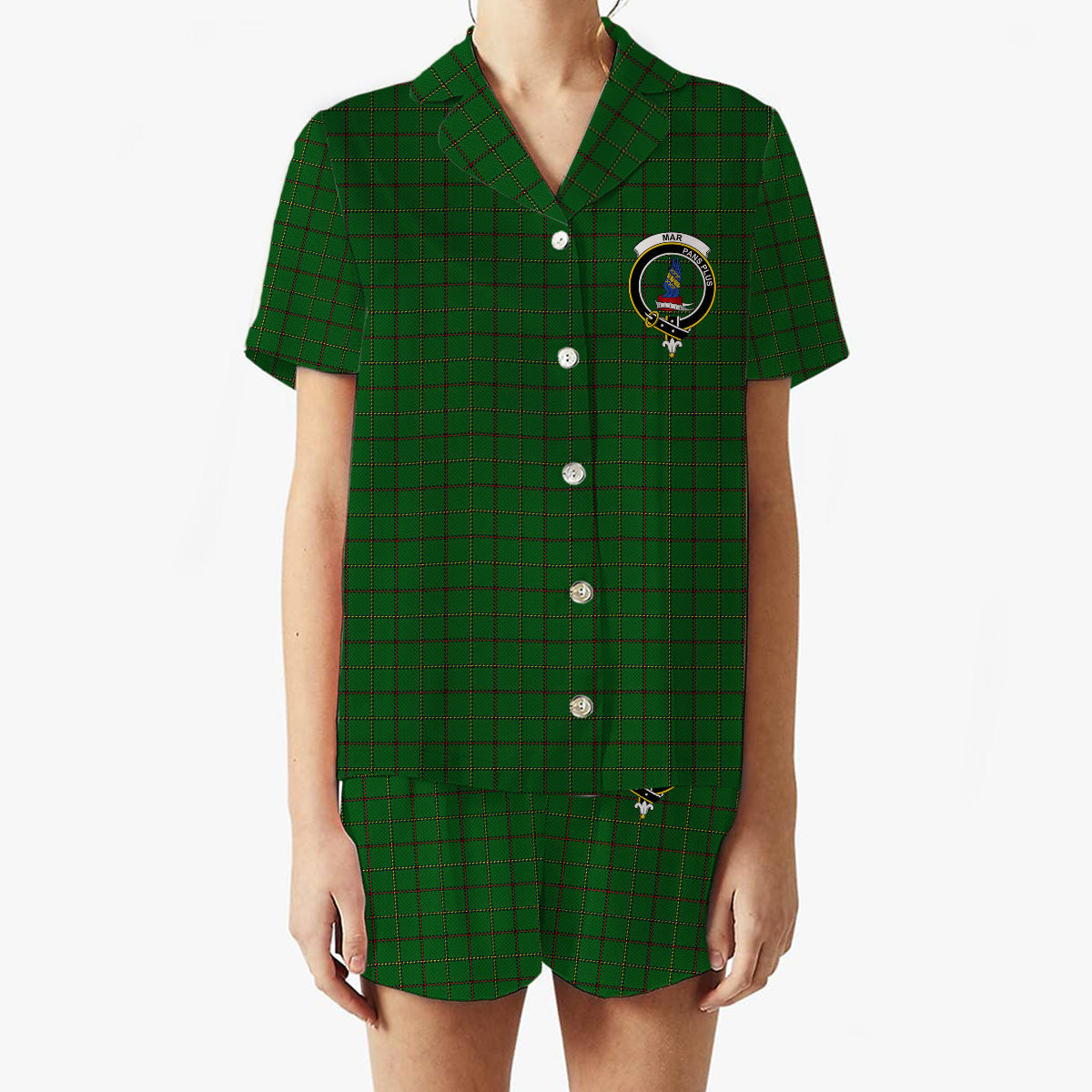 ScotsTee Shop Scottish Mar Tribe Crest Women's Short Sleeve Short Set Tartan Pyjama Set