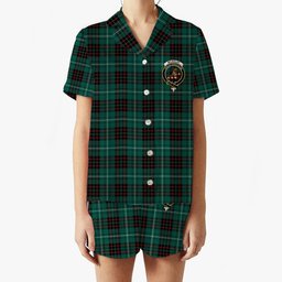 ScotsTee Shop Scottish McAulay of Lewis Modern Crest Women's Short Sleeve Short Set Tartan Pyjama Set