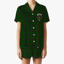ScotsTee Shop Scottish McAlpin Modern Crest Women's Short Sleeve Short Set Tartan Pyjama Set