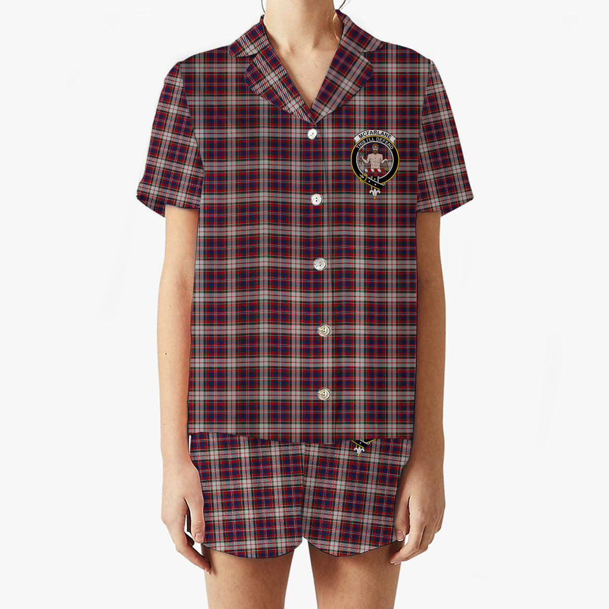 ScotsTee Shop Scottish McFarlane Dress Crest Women's Short Sleeve Short Set Tartan Pyjama Set