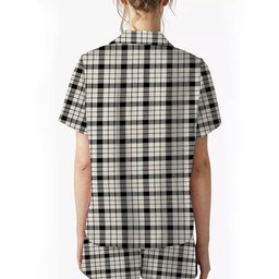 ScotsTee Shop Scottish McFarlane Black White Modern Crest Women's Short Sleeve Short Set Tartan Pyjama Set