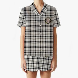ScotsTee Shop Scottish McFarlane Black White Modern Crest Women's Short Sleeve Short Set Tartan Pyjama Set