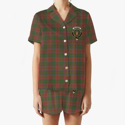 ScotsTee Shop Scottish McDonald of Glencoe Ancient Crest Women's Short Sleeve Short Set Tartan Pyjama Set