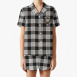 ScotsTee Shop Scottish McFarlane Black White Crest Women's Short Sleeve Short Set Tartan Pyjama Set