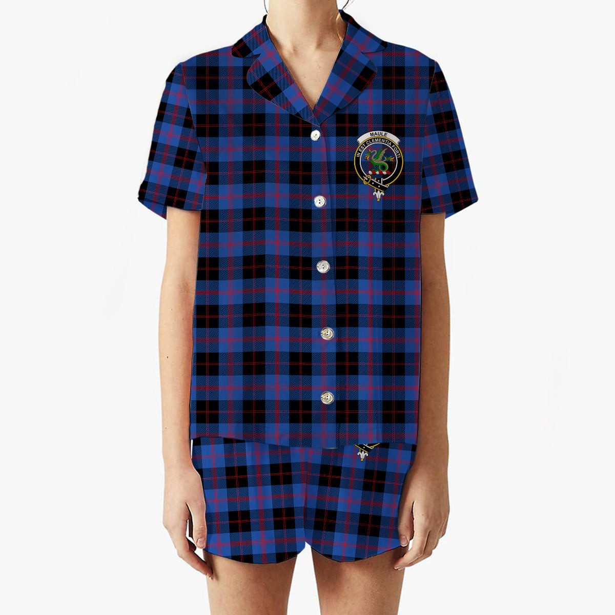 ScotsTee Shop Scottish Maule Modem Crest Women's Short Sleeve Short Set Tartan Pyjama Set