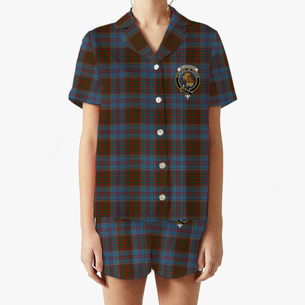 ScotsTee Shop Scottish McGregor Hastie Crest Women's Short Sleeve Short Set Tartan Pyjama Set
