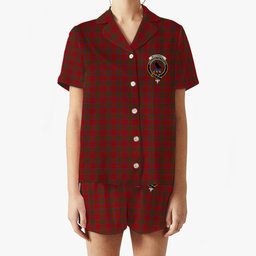 ScotsTee Shop Scottish McDonell of Keppoch Crest Women's Short Sleeve Short Set Tartan Pyjama Set