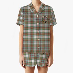 ScotsTee Shop Scottish McBain Dress Ancient Crest Women's Short Sleeve Short Set Tartan Pyjama Set