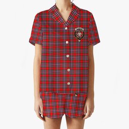 ScotsTee Shop Scottish McFarland Modern Crest Women's Short Sleeve Short Set Tartan Pyjama Set