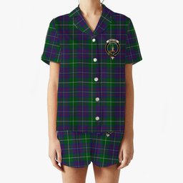ScotsTee Shop Scottish McIntyre Inglis Crest Women's Short Sleeve Short Set Tartan Pyjama Set