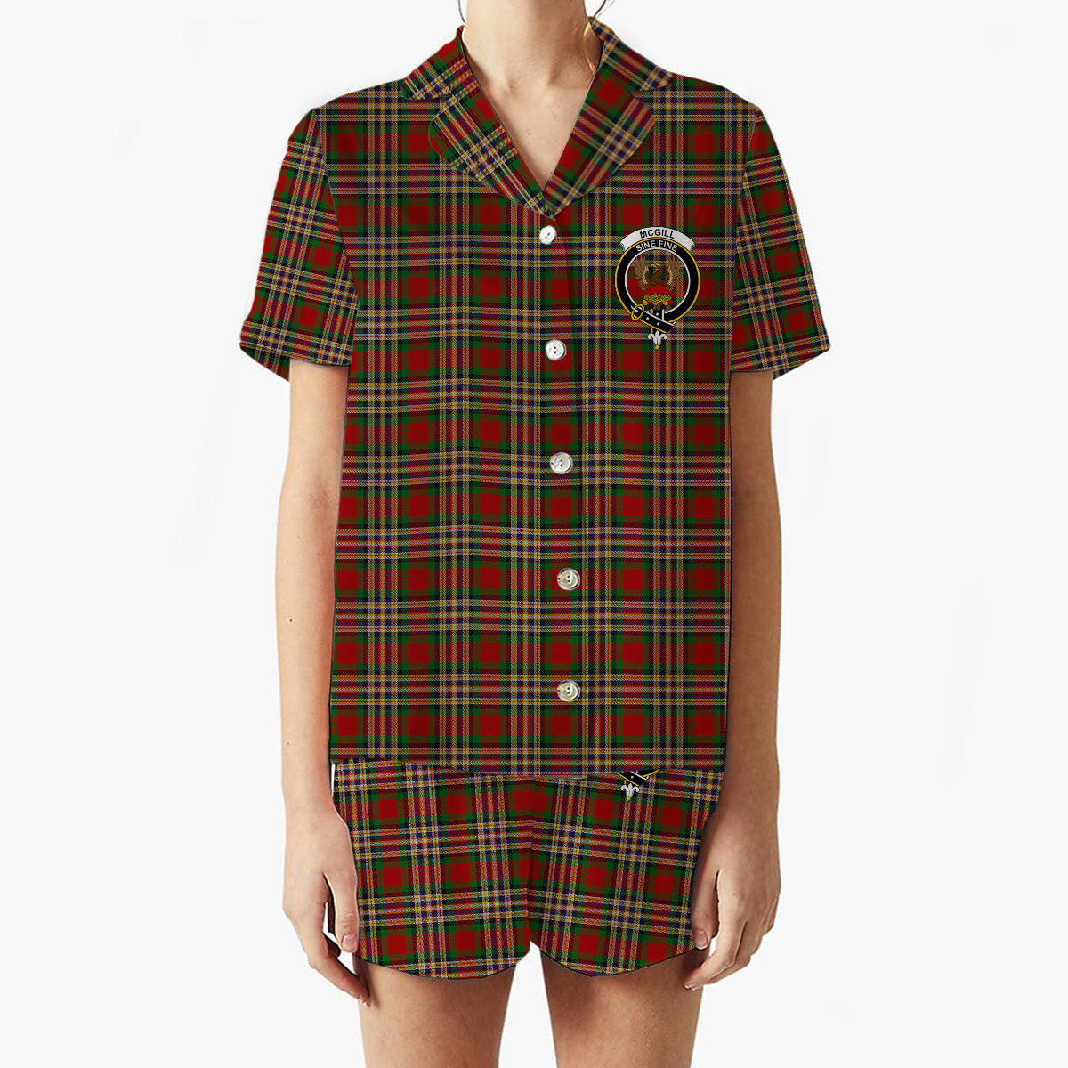 ScotsTee Shop Scottish McGill Crest Women's Short Sleeve Short Set Tartan Pyjama Set