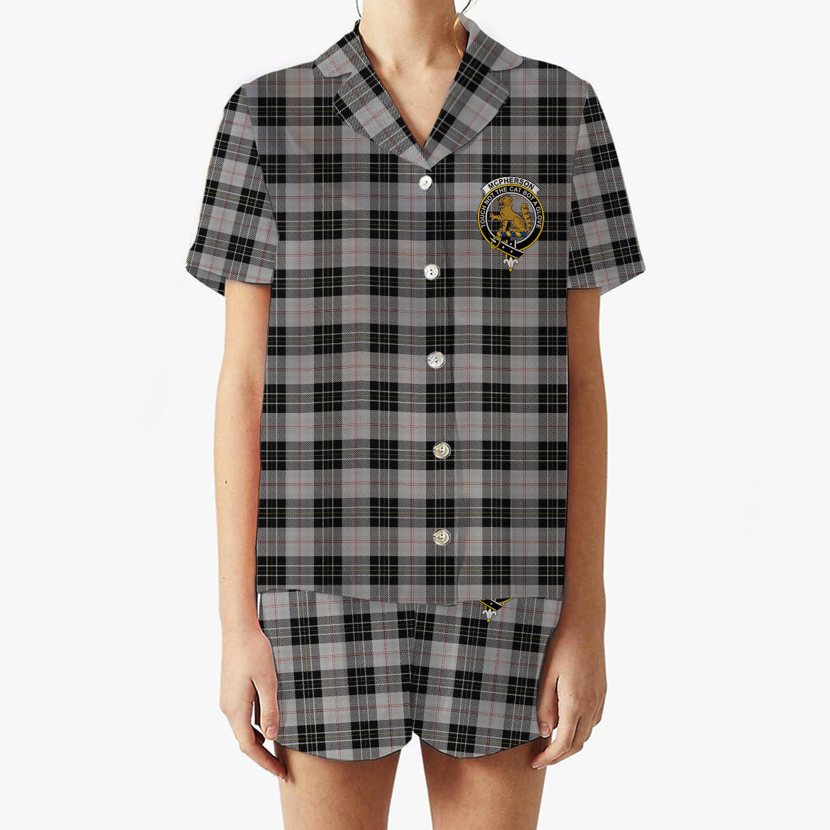 ScotsTee Shop Scottish McPherson Dress Crest Women's Short Sleeve Short Set Tartan Pyjama Set