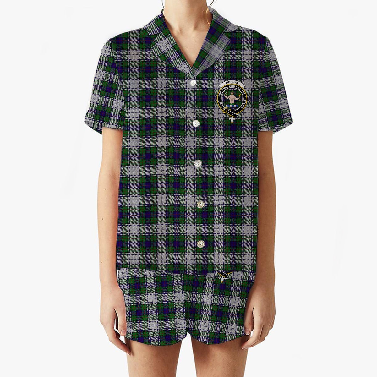 ScotsTee Shop Scottish Murray of Atholl Dress Crest Women's Short Sleeve Short Set Tartan Pyjama Set