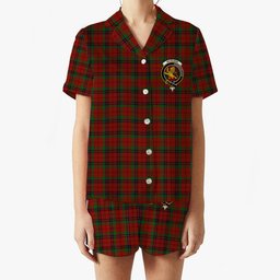 ScotsTee Shop Scottish Nicolson Lochcarron Crest Women's Short Sleeve Short Set Tartan Pyjama Set