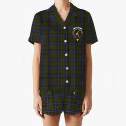 ScotsTee Shop Scottish McMillan Hunting Modern Crest Women's Short Sleeve Short Set Tartan Pyjama Set