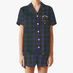 ScotsTee Shop Scottish Ogilvie (Ogilvy) Hunting Modern Crest Women's Short Sleeve Short Set Tartan Pyjama Set