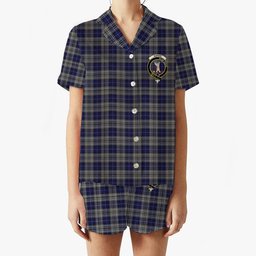 ScotsTee Shop Scottish Napier Crest Women's Short Sleeve Short Set Tartan Pyjama Set