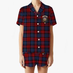 ScotsTee Shop Scottish McLachlan Modern Crest Women's Short Sleeve Short Set Tartan Pyjama Set