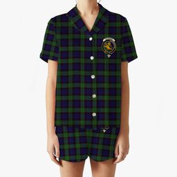 ScotsTee Shop Scottish Nicolson Green Hunting Crest Women's Short Sleeve Short Set Tartan Pyjama Set