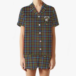 ScotsTee Shop Scottish Norvel Crest Women's Short Sleeve Short Set Tartan Pyjama Set