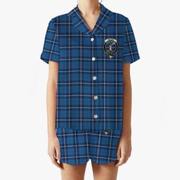 ScotsTee Shop Scottish McRae of America Modern Crest Women's Short Sleeve Short Set Tartan Pyjama Set