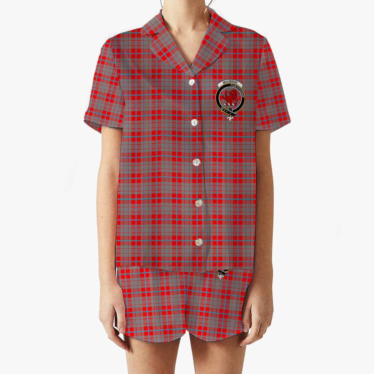ScotsTee Shop Scottish Moubray Crest Women's Short Sleeve Short Set Tartan Pyjama Set