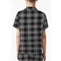 ScotsTee Shop Scottish Menzies Black and White Crest Women's Short Sleeve Short Set Tartan Pyjama Set