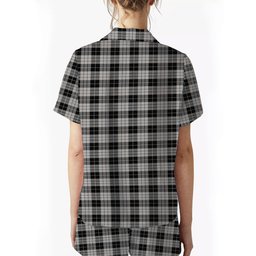 ScotsTee Shop Scottish McLeod Black and White Crest Women's Short Sleeve Short Set Tartan Pyjama Set