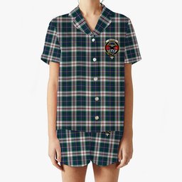 ScotsTee Shop Scottish McLeod Of Californian Modern Crest Women's Short Sleeve Short Set Tartan Pyjama Set