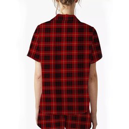 ScotsTee Shop Scottish Monroe Black and Red Crest Women's Short Sleeve Short Set Tartan Pyjama Set