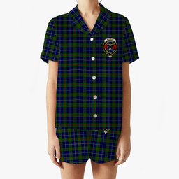 ScotsTee Shop Scottish McLeod of Harris Modern Crest Women's Short Sleeve Short Set Tartan Pyjama Set