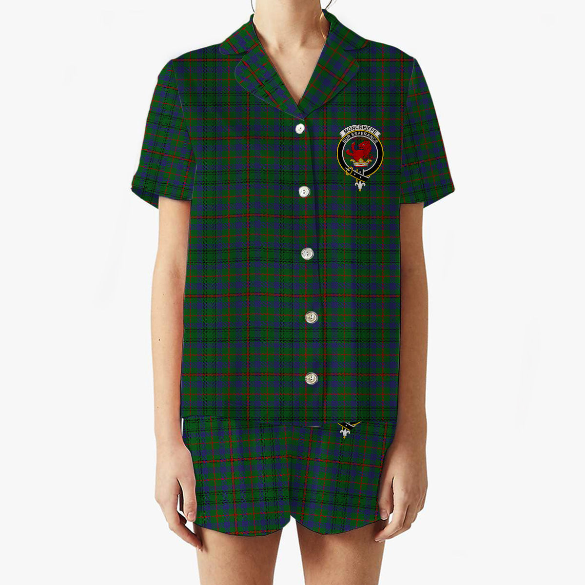 ScotsTee Shop Scottish Moncreiffe of Atholl Crest Women's Short Sleeve Short Set Tartan Pyjama Set