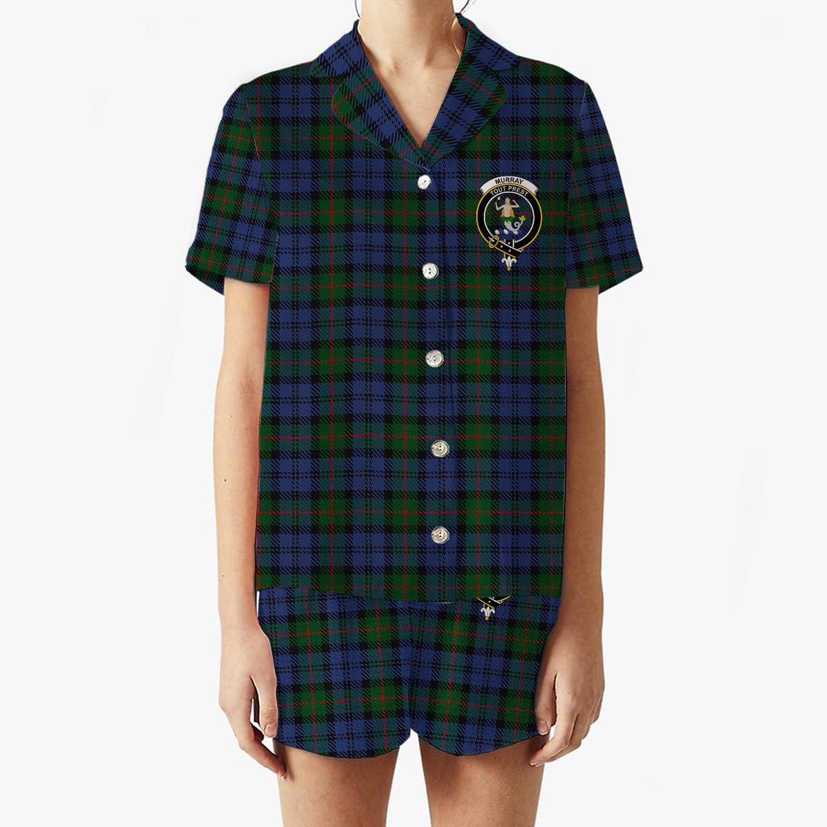 ScotsTee Shop Scottish Murray 1810 Crest Women's Short Sleeve Short Set Tartan Pyjama Set