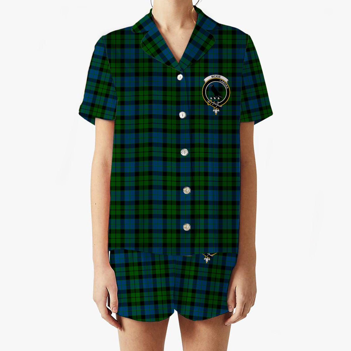 ScotsTee Shop Scottish McKie Crest Women's Short Sleeve Short Set Tartan Pyjama Set