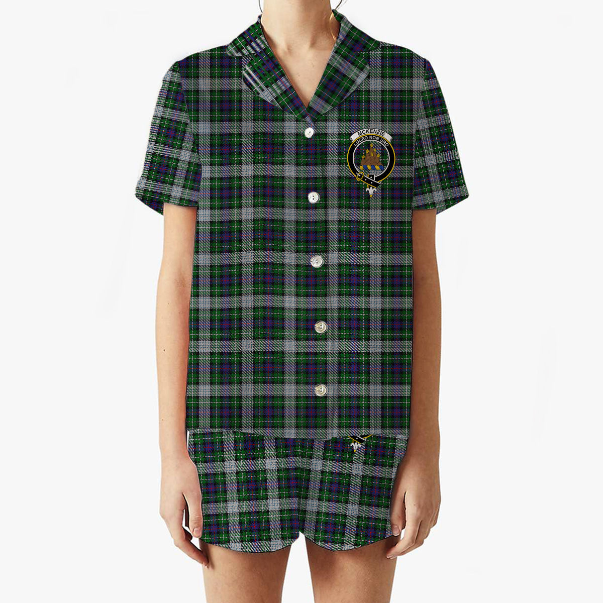 ScotsTee Shop Scottish McKenzie Dress Crest Women's Short Sleeve Short Set Tartan Pyjama Set