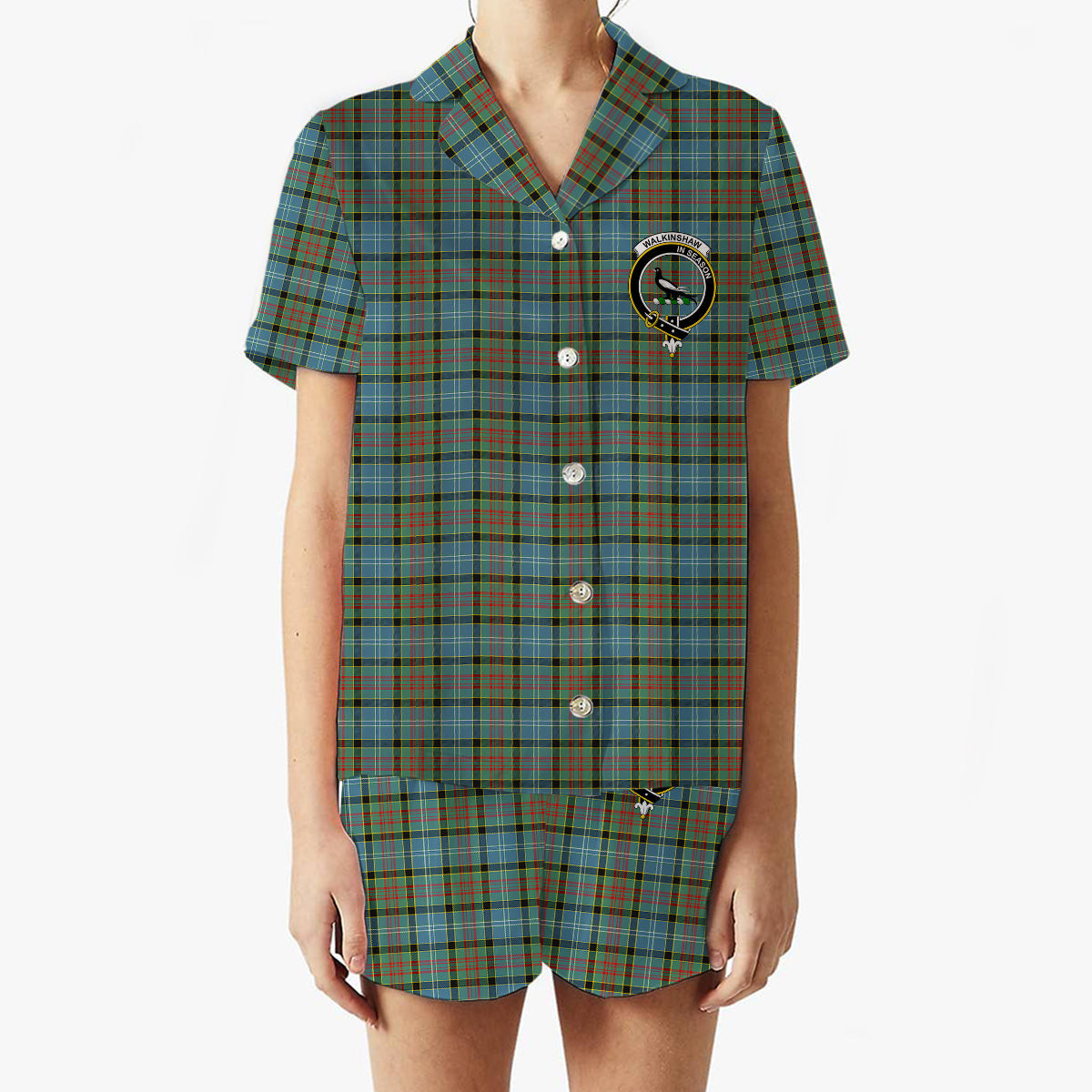 ScotsTee Shop Scottish Walkinshaw Crest Women's Short Sleeve Short Set Tartan Pyjama Set
