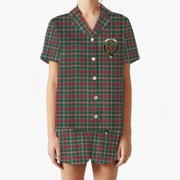 ScotsTee Shop Scottish Spens Ancient Crest Women's Short Sleeve Short Set Tartan Pyjama Set