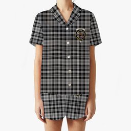 ScotsTee Shop Scottish Scott B&W 1850 Crest Women's Short Sleeve Short Set Tartan Pyjama Set