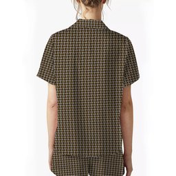 ScotsTee Shop Scottish Shepherd Brown & White Crest Women's Short Sleeve Short Set Tartan Pyjama Set